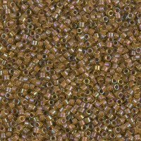 DB1738 Cocoa Lined Chartuese AB, Size 11/0 Miyuki Delica Beads, 5.2g approx. 