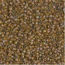 DB1738 Cocoa Lined Chartuese AB, Size 11/0 Miyuki Delica Beads, 5.2g approx. 
