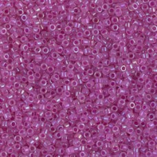 DB1744 Fuschia Lined Opal AB, Size 11/0 Miyuki Delica Beads, 5.2g approx. 