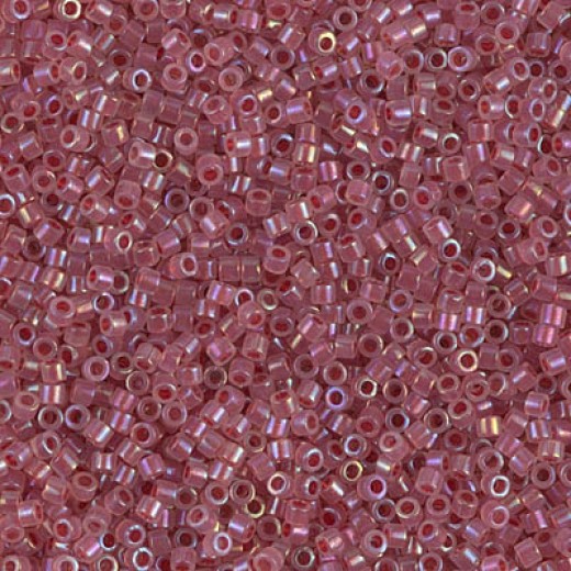 DB1746 Claret Lined Opal AB, Size 11/0 Miyuki Delica Beads, 5.2g approx. 