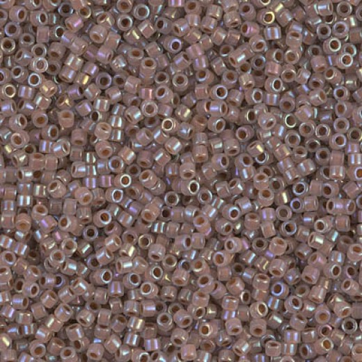 DB1749 Cocoa Lined Opal AB, Size 11/0 Miyuki Delica Beads, 5.2g approx. 