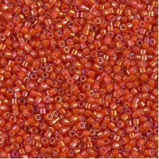 DB1780 White Lined Flame Red AB, Size 11/0 Miyuki Delica Beads, 5.2g approx. 