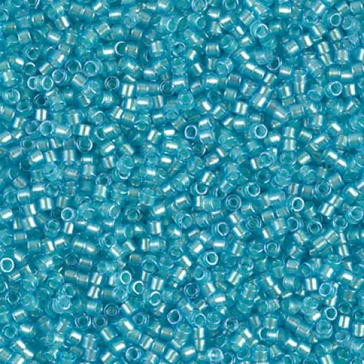 DB1708 Mint Pearl Lined Ocean Blue, Size 11/0 Miyuki Delica Beads, 5.2g approx. 