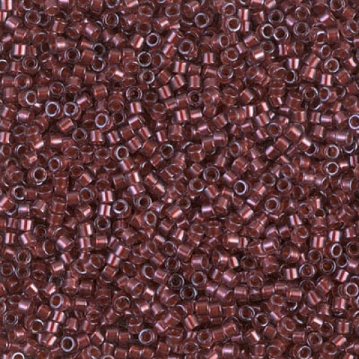 DB1705 Copper Pearl Lined Tr. Dk Cranberry, Size 11/0 Miyuki Delica Beads, 50g Wholesale Pack