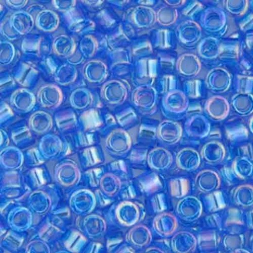 DB1250B Blue Azure Transparent AB, Size 11/0 Miyuki Delica Beads, 50gm bag