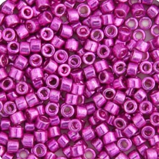 DB0422 Fuchsia Opaque Galvanized-Dyed, Size 11/0 Miyuki Delica Beads, 5.2g approx.
