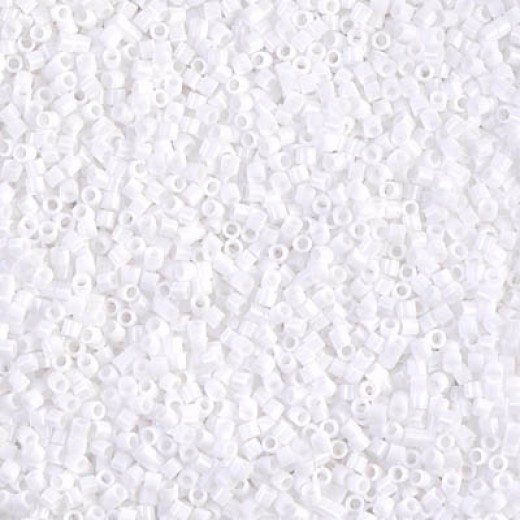 DBS0200 Opaque Chalk White Colour 0200 Size 15/0 Miyuki Delica Beads, 5.2g approx.