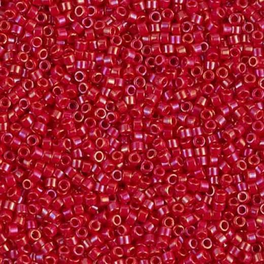 DBS0214  Opaque Red Luster Miyuki 15/0 Miyuki Delica Beads, colour 0214, 5.2g approx.