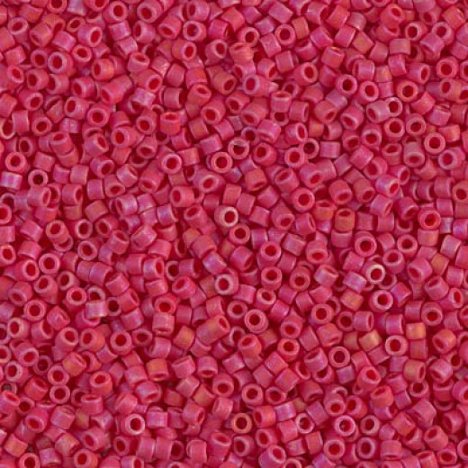 DBS0362  Opaque Red AB Matted Miyuki 15/0 Miyuki Delica Beads, colour 0362, 5.2g approx.