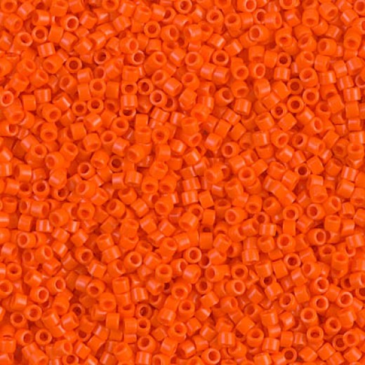 DBS0722  Opaque Orange Miyuki 15/0 Miyuki Delica Beads, colour 0722, 5.2g approx.