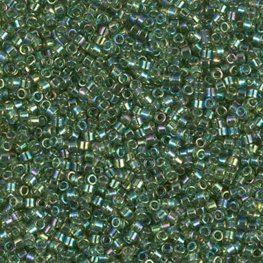 DBS1247  Transparent Olive AB, Colour 1247 15/0 Miyuki Delica Beads, 5.2g approx.