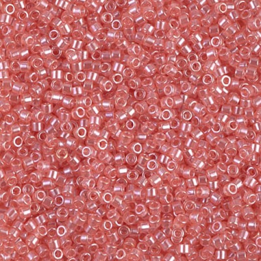 DBS1481  Transparent Salmon Luster, Colour 1481 15/0 Miyuki Delica Beads, 5.2g approx.