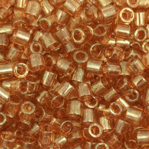 DBLC0121 Apricot Topaz Transparent Gold Luster, size 8/0 Hex Cut Miyuki Delica Beads, approx 5.2g, Colour Code 121