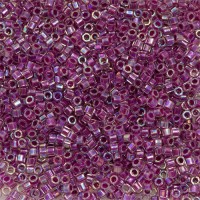DBLC0056 Magenta AB Lined-Dyed, size 8/0 Hex Cut Miyuki Delica Beads, approx 5.2g, Colour Code 56