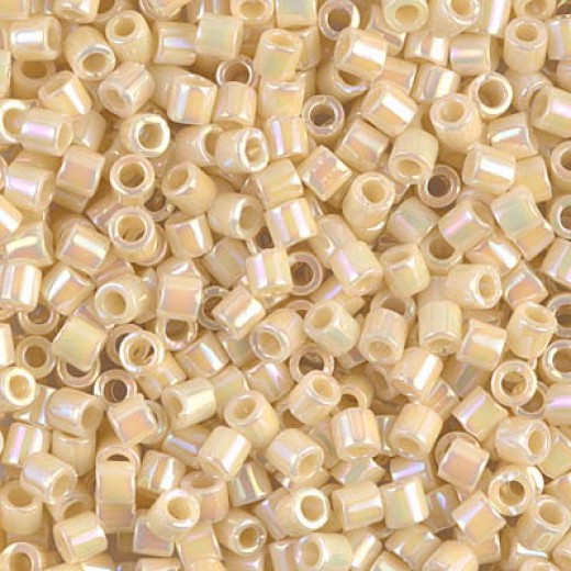 DBL0157 Opaque Cream AB size 8/0 Miyuki Delica Beads, Colour 0157, 5.2g approx.