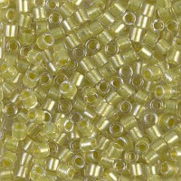 DBL0910 Sparkling yellow Green Lined Crystal size 8/0 Miyuki Delica Beads, Colour 0910, 5.2g approx.