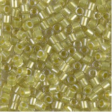 DBL0910 Sparkling yellow Green Lined Crystal size 8/0 Miyuki Delica Beads, Colou...