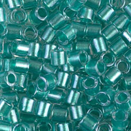 DBL0904 Sparkling Aqua Green Lined Crystal, Size 8/0 Miyuki Delica Beads, Colour Code 0904 Approx. 50gr, wholesale pack