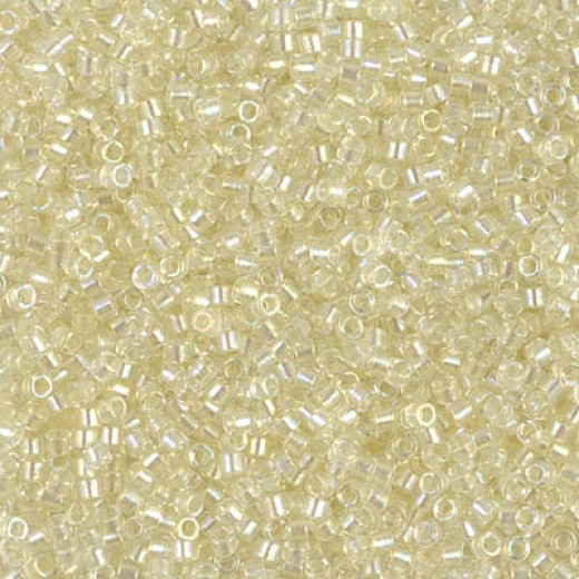 DB1676 Pearl Lined Transparent Pale Yellow AB, Size 11/0 Miyuki Delica Beads, 5.2g approx.