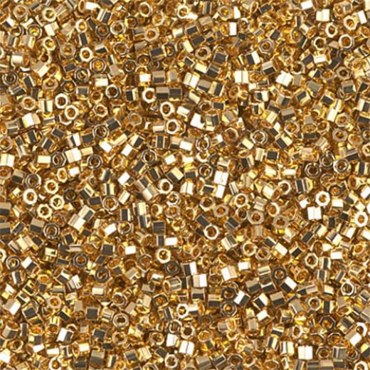 DBMC0031  Gold 24kt Transparent AB Plated 10/0 Cut Miyuki Delica Beads Colour Code 0031,  3.3gm approx. 