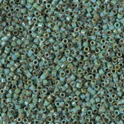 DBM2264 Opaque Turquoise Blue Picasso, Size 10/0  Miyuki Delica Beads, Colour code 2264 - Approx. 50g