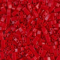 Dark Red Opaque Miyuki Half Tila Beads, colour 0408, 5.2gm bag