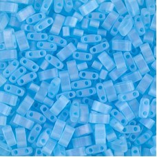 Matte Transparent Aqua AB Miyuki Half Tila Beads, colour 0148FR,  5.2gm approx.