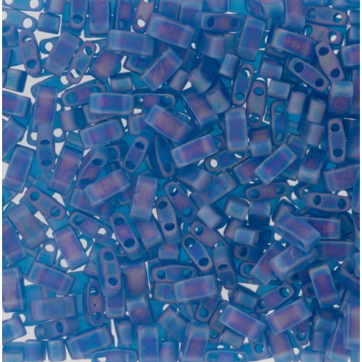 Matted Transparent Capri Blue AB Miyuki Half TILA Beads, Colour 0149FR, 5.2g appx.