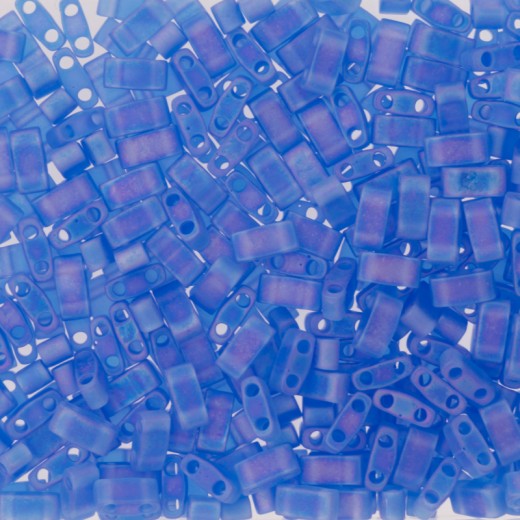 Matted Transparent Sapphire AB Miyuki Half TILA Beads, Colour 0150FR, 5.2g appx.