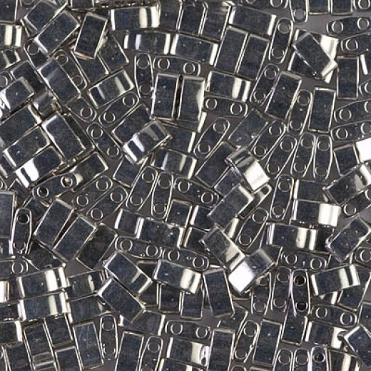 Palladium Plated Miyuki Half Tila Beads, colour 0194, 3.3gm approx.