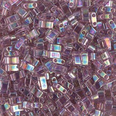 Transparent Smoky Amethyst AB Miyuki Half Tila Beads, colour 0256. Wholesale pack of 50g approx.