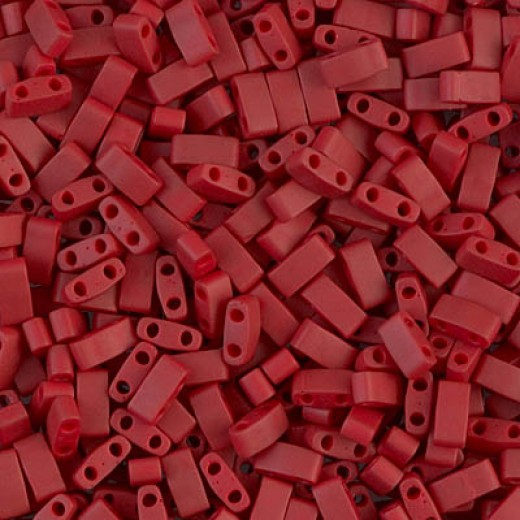 Metallic Brick Red Miyuki Half Tila Beads, colour 2040,  5.2gm approx.