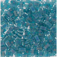 Matted Transparent Teal AB Miyuki Half TILA Beads, Colour 2405FR, 5.2g appx.