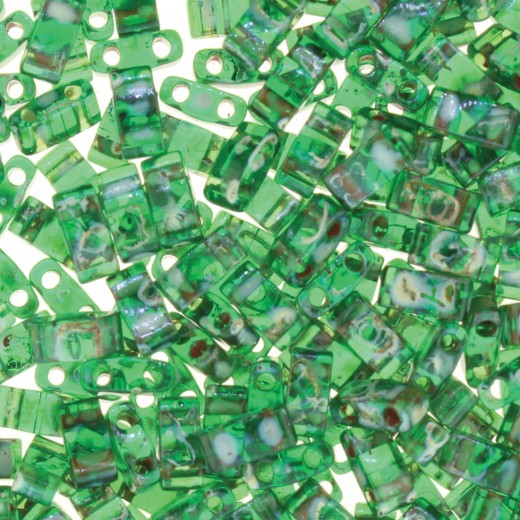 Picasso Transparent Green Miyuki Half TILA Beads, Colour 4507, 5.2g appx.