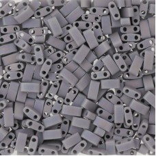 Opaque Cement Grey Matted AB Miyuki Half TILA Beads, Colour 0498FR, 5.2g appx.