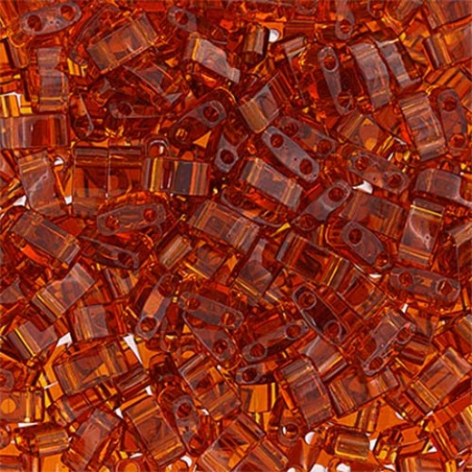 Dark Amber Transparent Half Tila Beads, colour 0134 50gm approx. wholesale pack