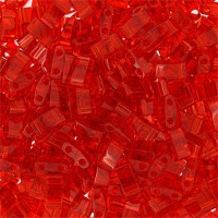 Red Transparent Half Tila Beads, colour 0140, 5.2gm approx.