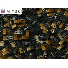 Black Valentine Matted Half Tila Beads, colour 4561, Bulk Bag, 50g approx.