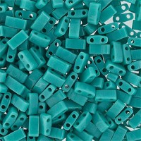 Turquoise Opaque Luster Half Tila Beads, colour 0412, 50 Grams approx.