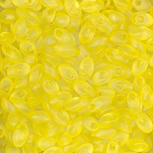 Miyuki Long Magatama Beads, Matte Transparent Pale Yellow - 2101F, Approx 20 Grams