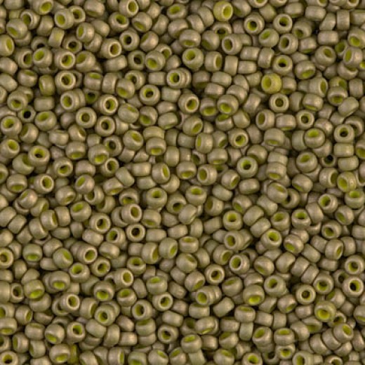 Golden Olive Matte Luster, Colour 2032, Miyuki 11/0, 22g approx.