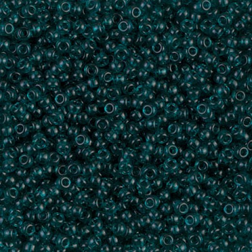 Miyuki Size 11 Seed Beads, Transparent Dark Teal, Colour 2406, 22g Approx.