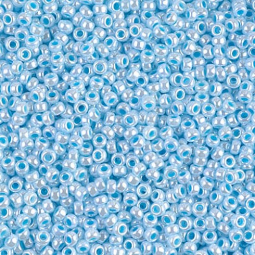 Aqua lined white pearl Miyuki 6/0 seed beads, Colour 0430,  20g approx.