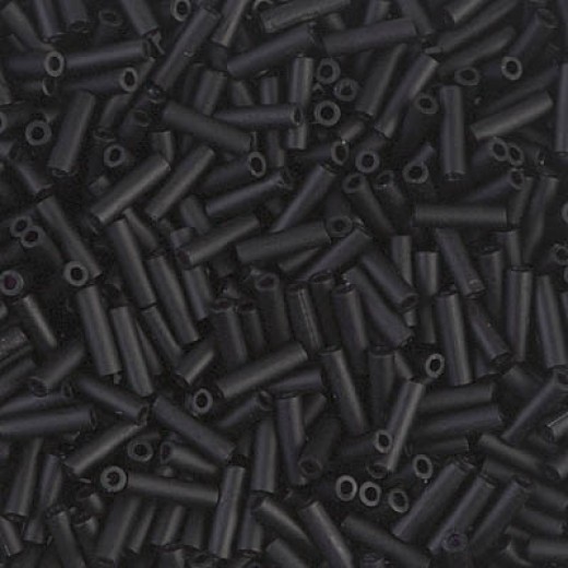 Matte Black Bugle Beads 6mm, Approx 12.5 Grams