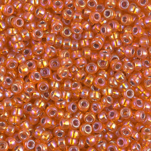 Silver Lined Orange AB Miyuki Size 8/0 seed beads, Colour  1008, 22gm