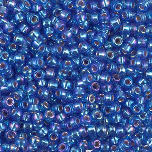 Silver Lined Sapphire AB Miyuki Size 8/0 seed beads, Colour  1019, 22gm