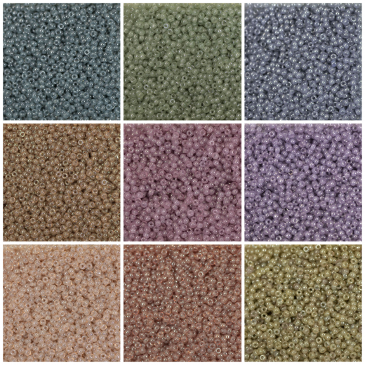 Translucent Miyuki 15/0 Seed Bead collection - 9 colours, 73.8g in total