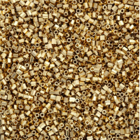 Size 11/0 Miyuki Cut Seed Beads, 24kt Light Gold Plated, Colour 0193, Approx 5.2 Grams