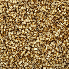 Size 11/0 Miyuki Cut Seed Beads, 24kt Light Gold Plated, Colour 0193, Approx 5.2...