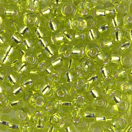 Chartreuse Silver Lined, Colour 0143S Miyuki 6/0 Seed Beads, 20g approx.